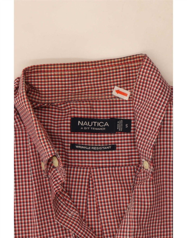 Nautica Herrenhemd, klein, rot, Gingham-Baumwolle