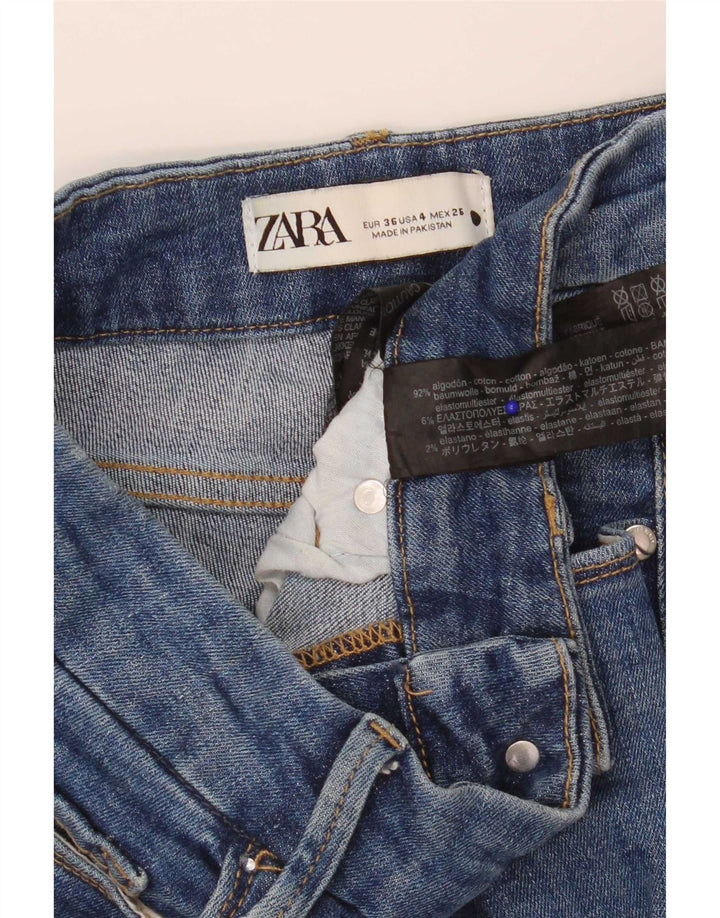Zara Damen Bootcut Jeans EU 36 XS W26 L29 Blaue Baumwolle