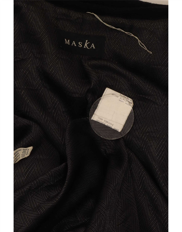 Maska Damen Zweireihiger Mantel UK 40 Große schwarze Schurwolle