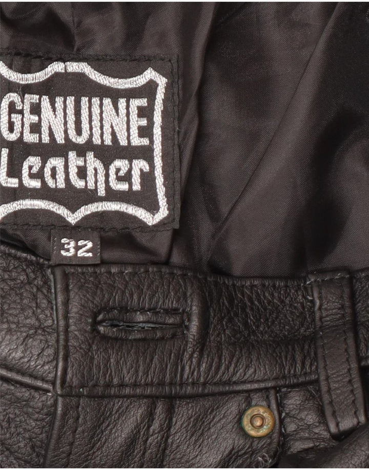 Vintage Herren Lederhose W34 L34 Schwarz