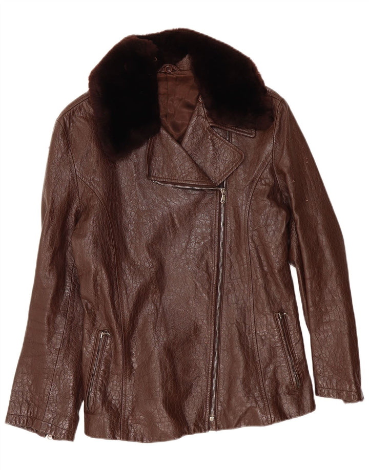 Vintage Damen Lederjacke IT 42 Mittelbraunes Leder