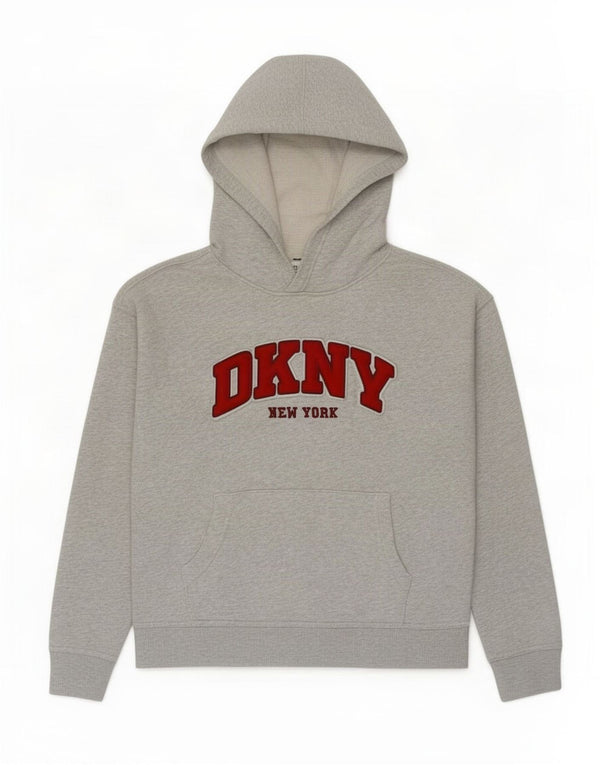 Dkny Womens Graphic Hoodie Pullover UK 14 Mittelgraue Baumwolle
