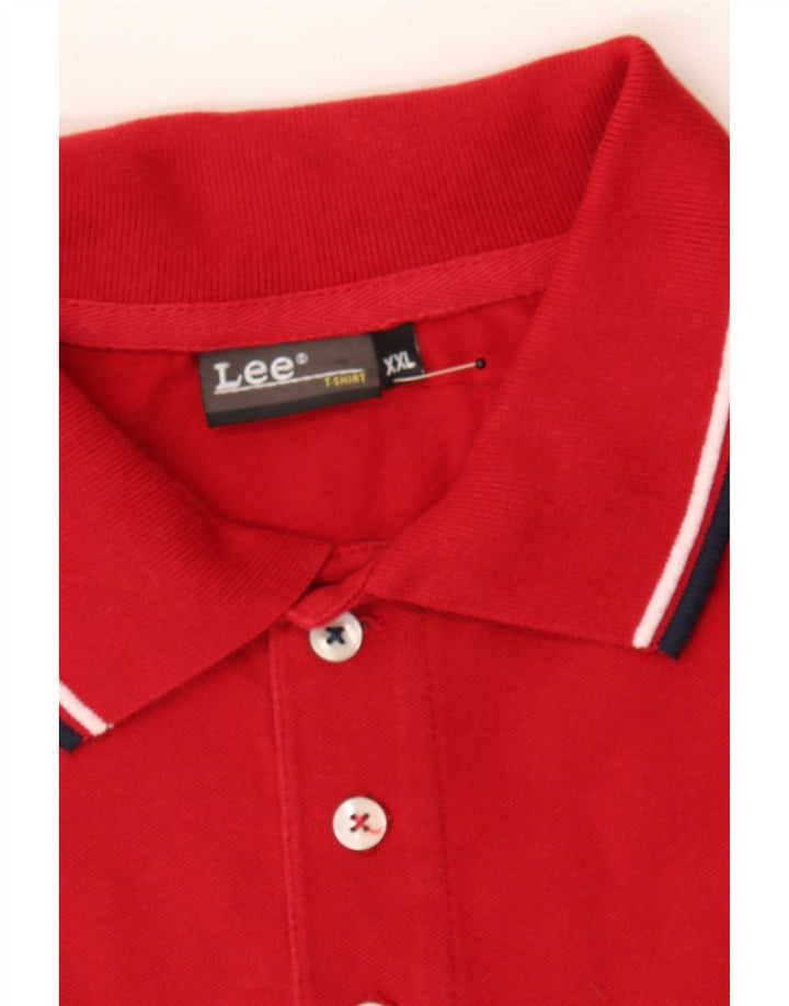 LEE Mens Polo Shirt 2XL Red Cotton Vintage Lee and Second-Hand Lee from Messina Hembry 