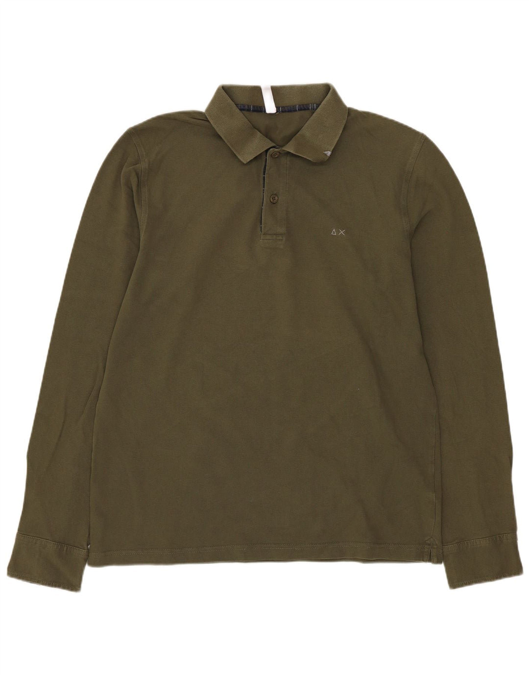 Sun68 Herren-Langarm-Poloshirt, groß, Khaki, Baumwolle