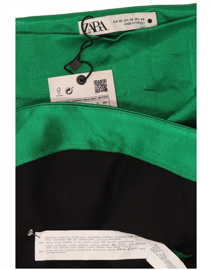 Zara Damen Minirock XS W24 Grüne Viskose