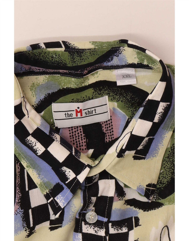 Vintage Herren Kurzarmhemd 2XL Mehrfarbige geometrische Viskose
