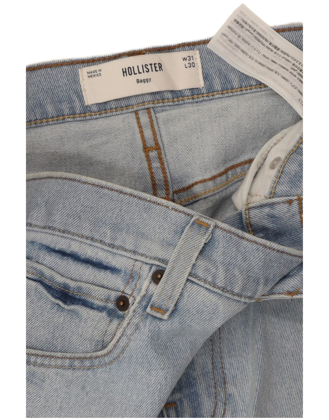 HOLLISTER Herren Baggy Loose Jeans W31 L30 Blaue Baumwolle
