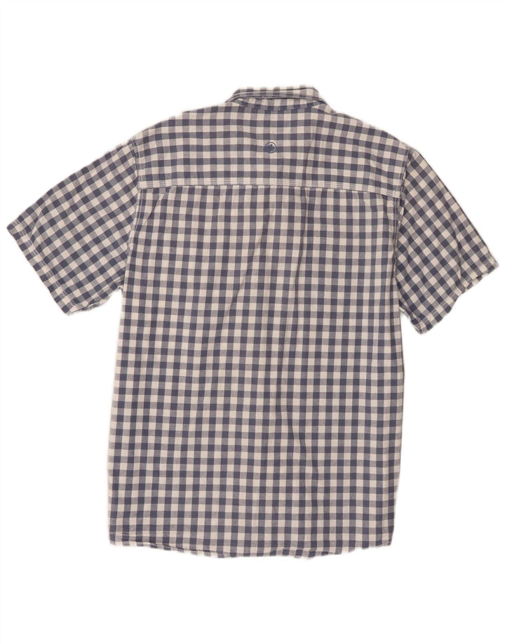 Fat Face Herren-Hemd, kurzärmelig, klassische Passform, groß, blau, Gingham-Baumwolle