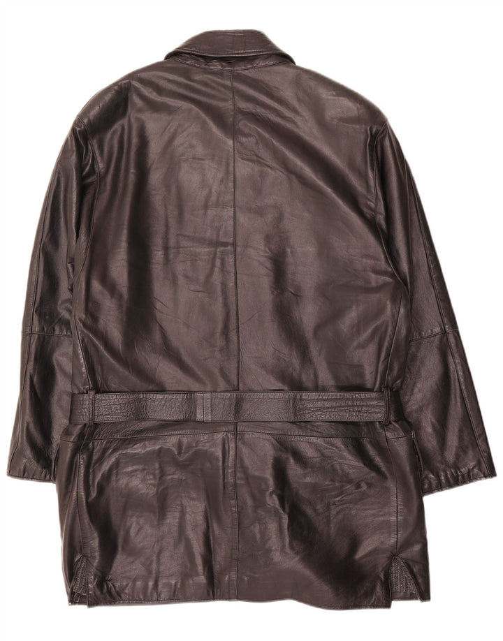 Michel Herren Ledermantel IT 48 Medium Schwarz