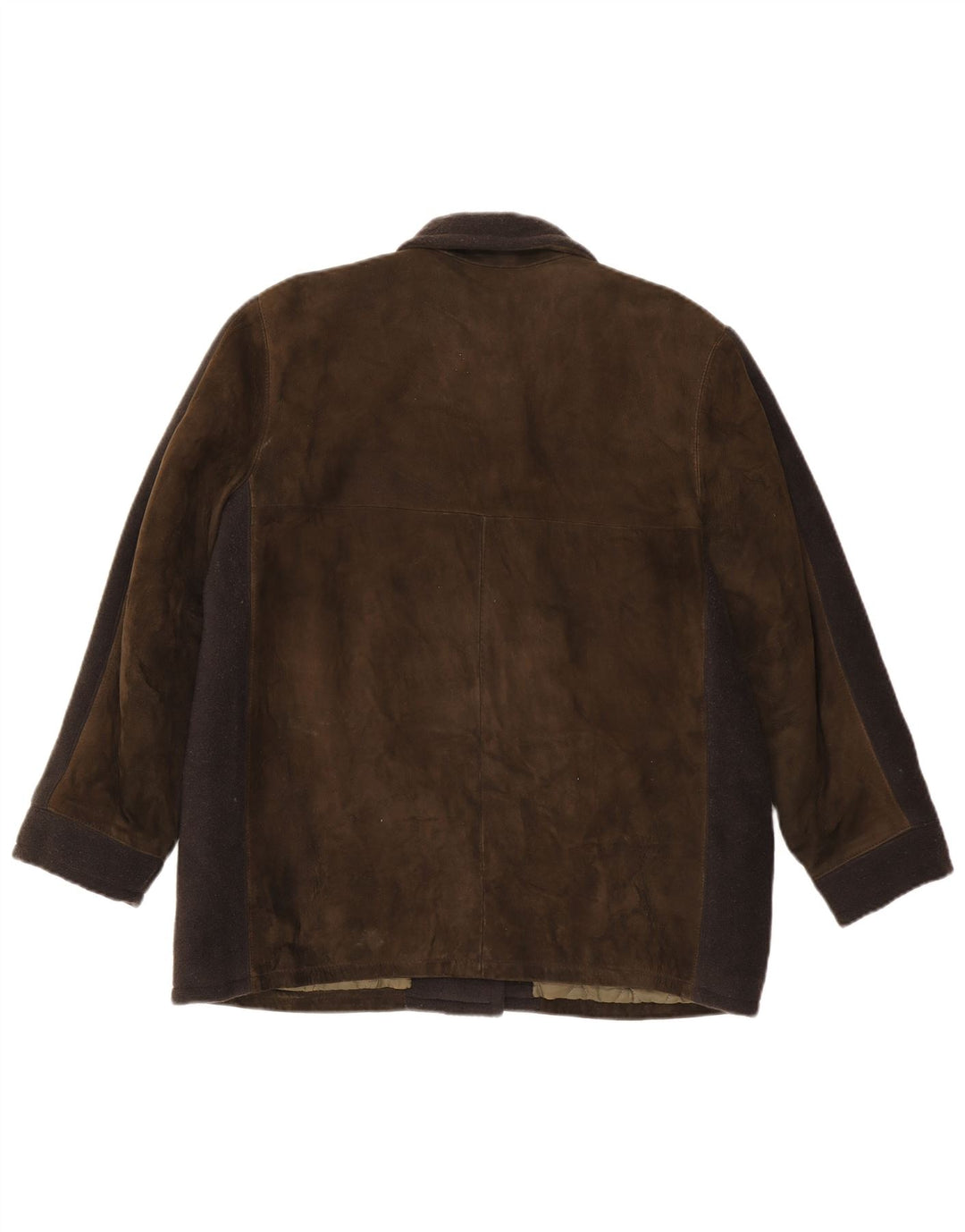 Vintage Damen Wildlederjacke UK 16 Groß Braun Farbblock
