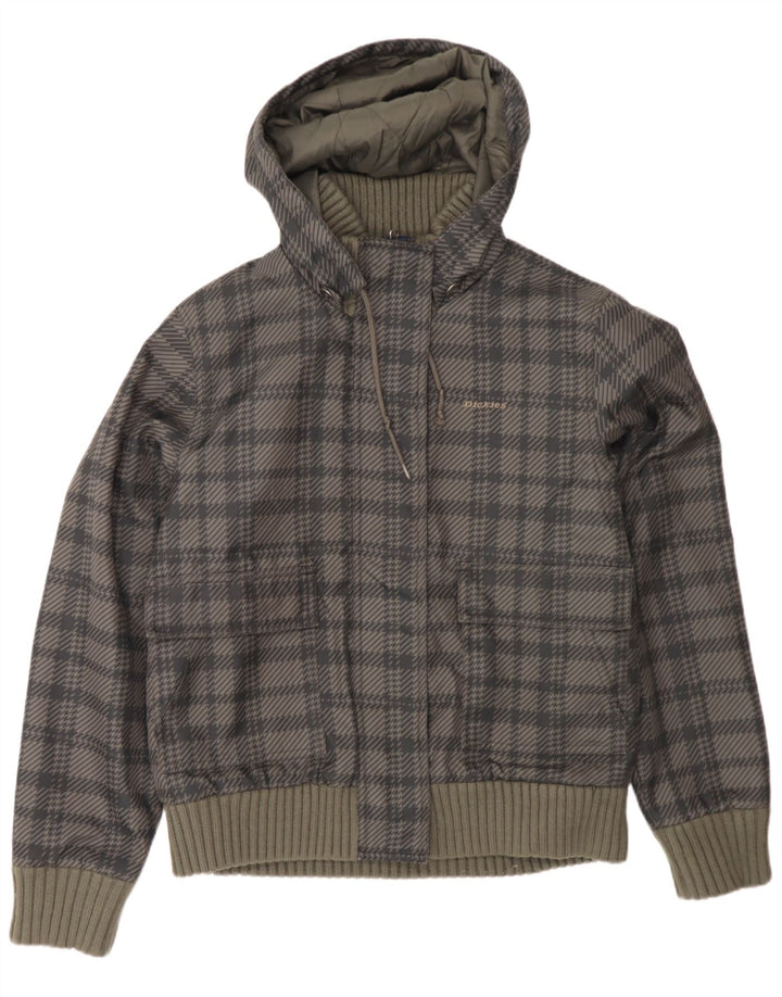 Dickies Damen-Bomberjacke mit Kapuze, wattiert, Gr. 14, Größe L, Grau, Hahnentrittmuster