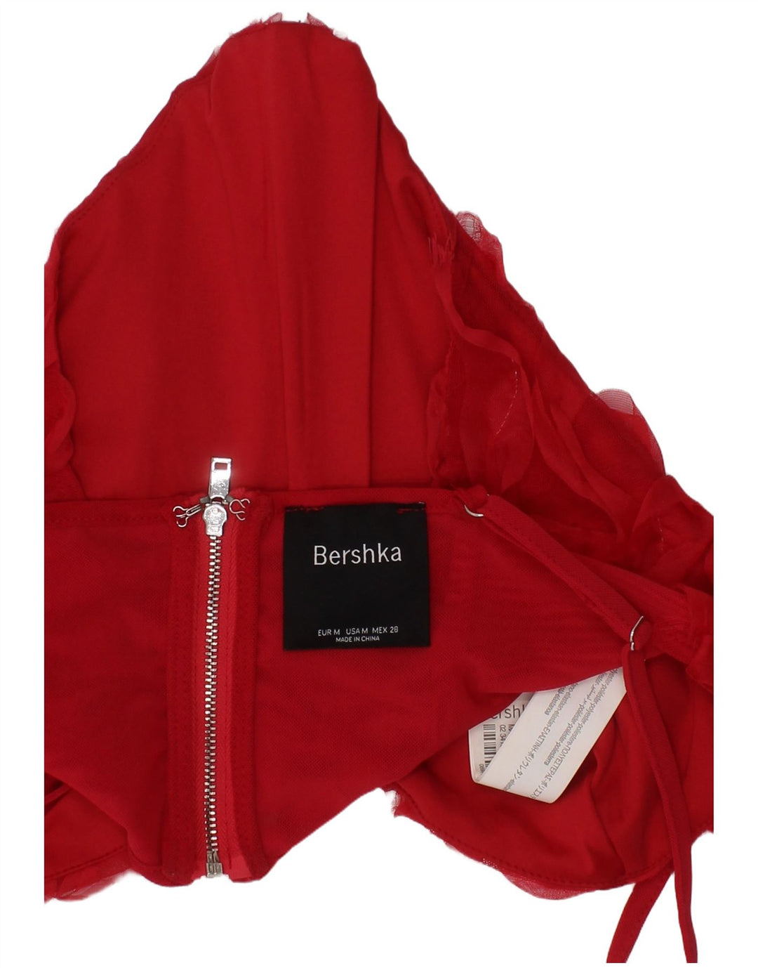 Bershka Damen Crop Corset Top Medium Red Polyester Festival