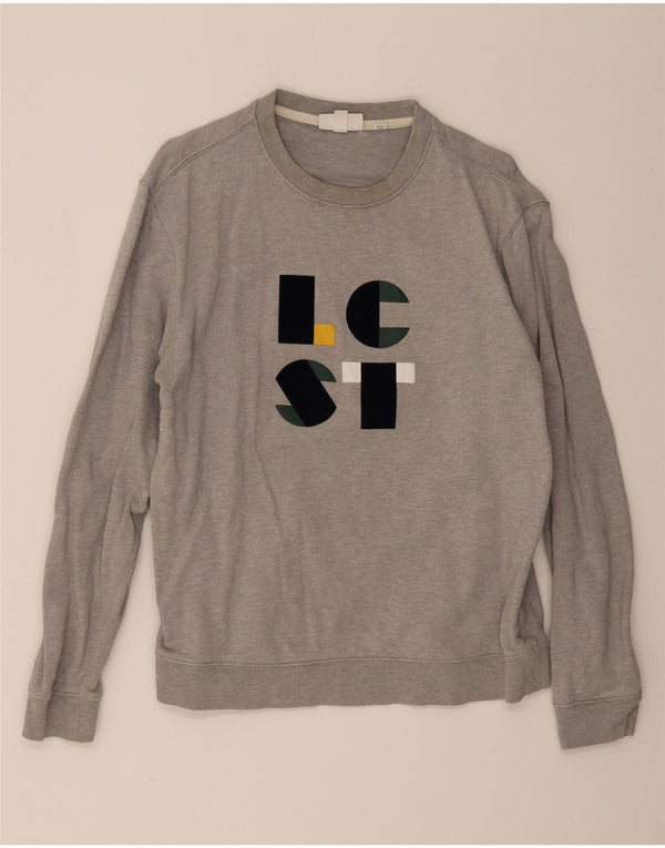 Lacoste Herren-Sweatshirt mit Grafik, Größe 5, große graue Baumwolle