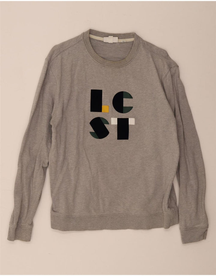 Lacoste Herren-Sweatshirt mit Grafik, Größe 5, große graue Baumwolle