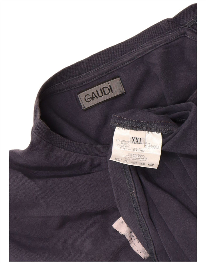 Gaudi Herren-Grafik-Oberteil, langärmelig, 2XL, Marineblau, Baumwolle