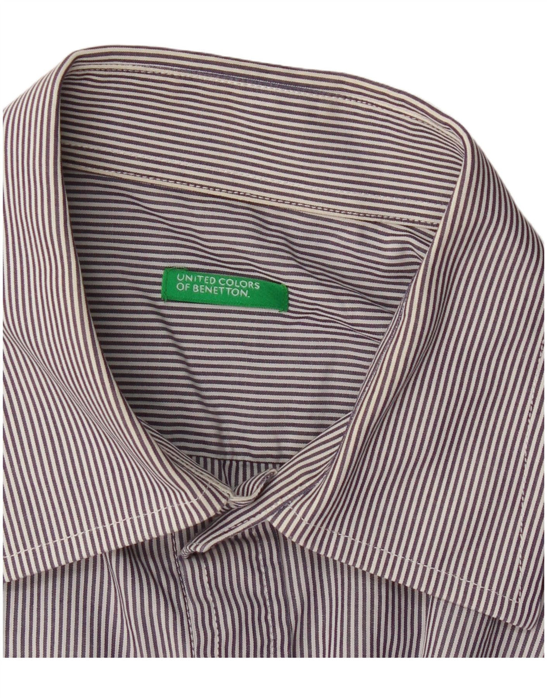 BENETTON Herrenhemd, klein, marineblau, Nadelstreifen