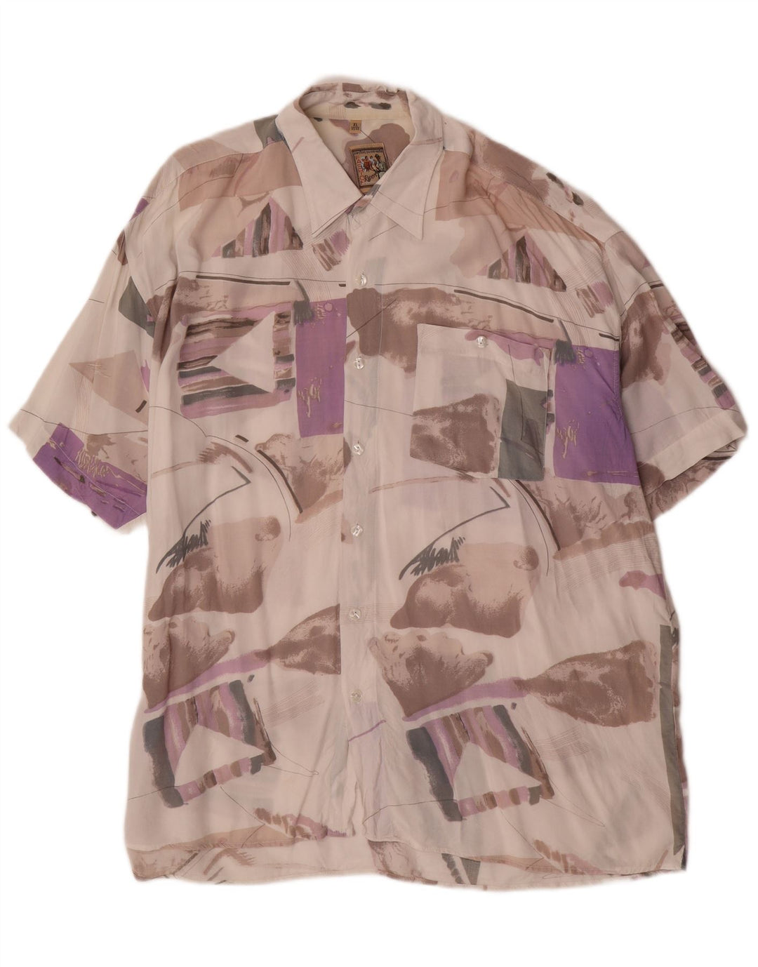 VINTAGE Herren-Hemd mit abstraktem Muster, Größe 43/44 XL, mehrfarbig