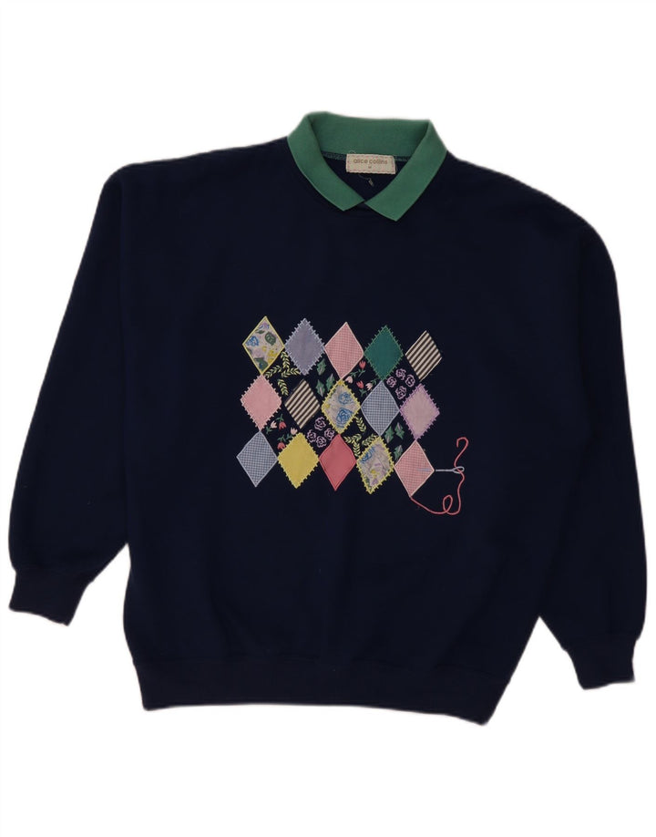 Alice Collins Herren-Sweatshirt-Pullover, mittelgroß, Marineblau, Argyle/Diamant