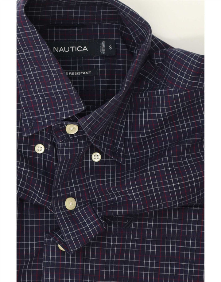 Nautica Herrenhemd, klein, marineblau, kariert, Baumwolle