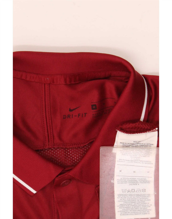 Nike Herren Dri Fit Poloshirt Medium Burgunderrot gestreift aus Polyester