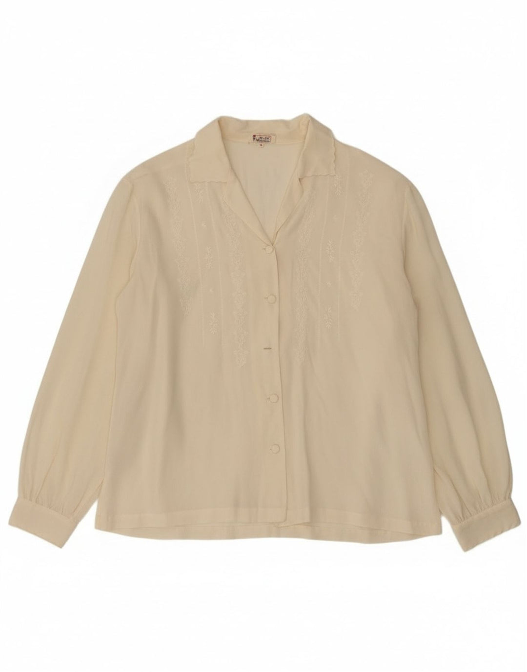 Vintage Damen Loose Fit Hemdbluse UK 10 Small Off White Silk