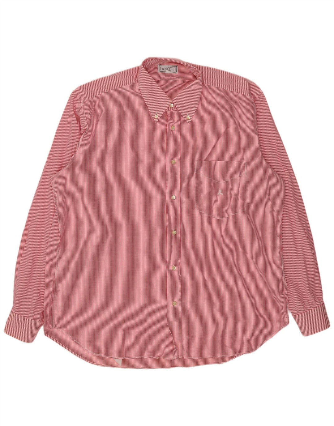 LANCETTI Herrenhemd Größe 43 17 XL Roter Nadelstreifen