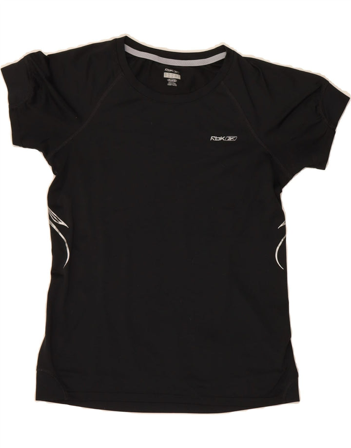 REEBOK Womens T-Shirt Top UK 14 Large Black Polyester Vintage Reebok and Second-Hand Reebok from Messina Hembry 