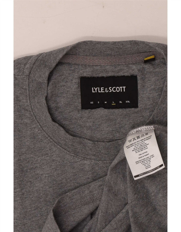 Lyle & Scott Herren-T-Shirt mit Grafik, groß, graue Farbblock-Baumwolle