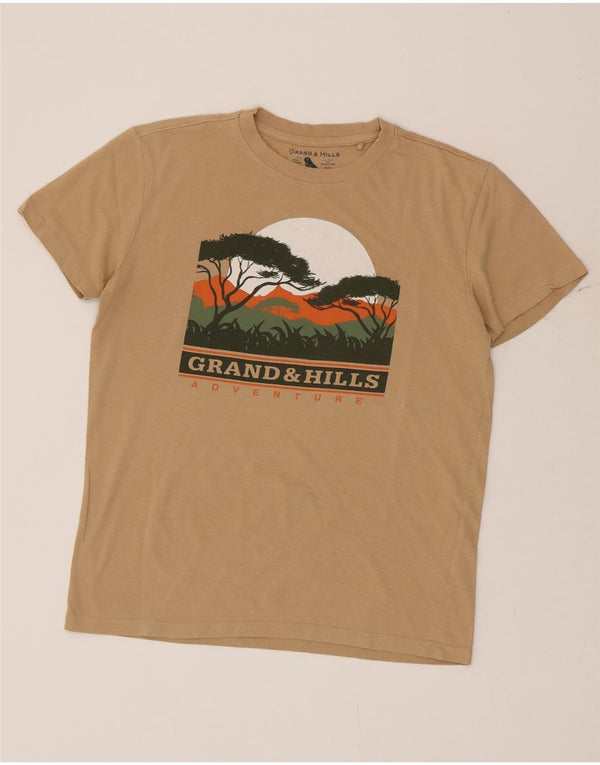 Grand & Hills Grafik-T-Shirt für Jungen, 14–15 Jahre, beige Baumwolle