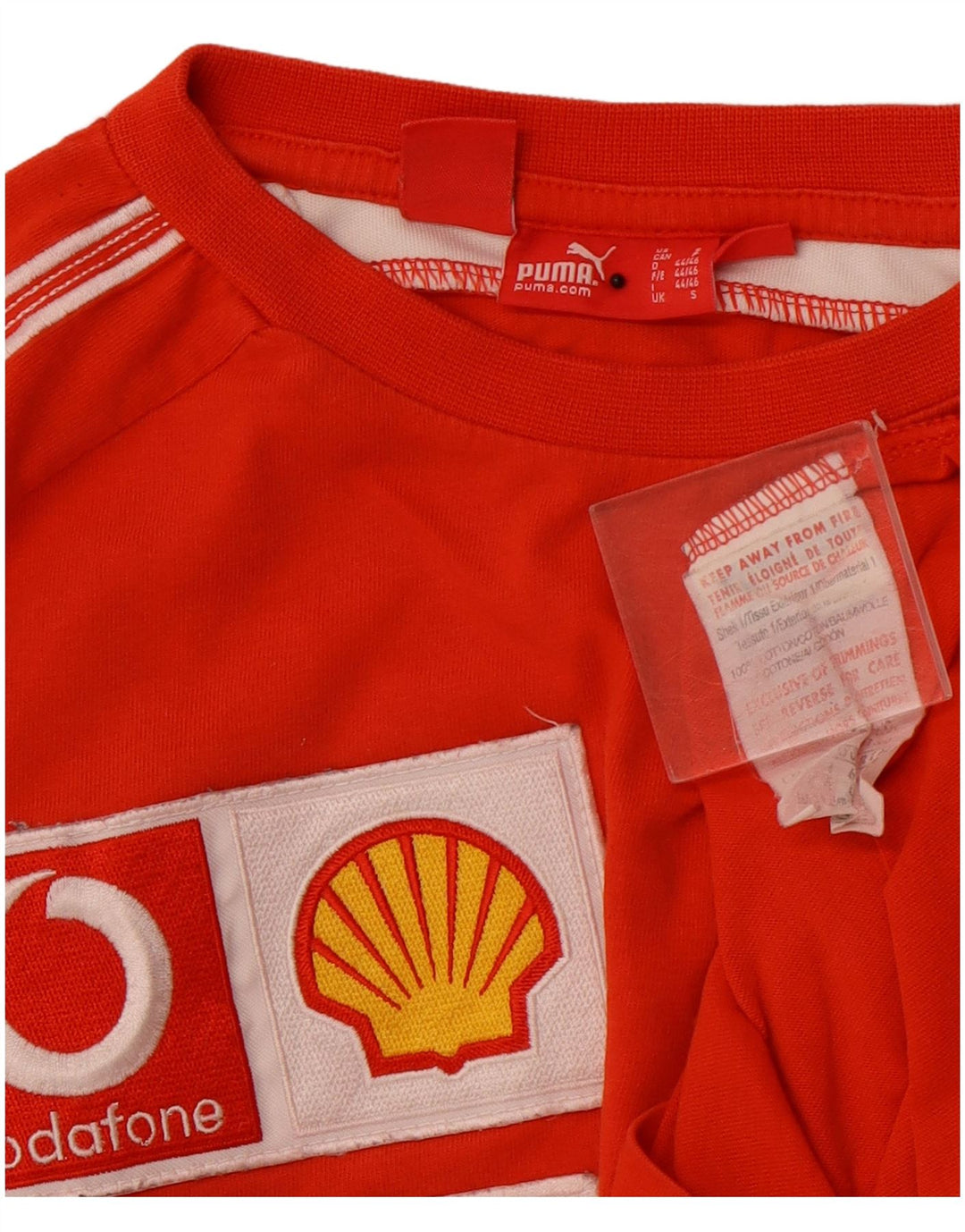 PUMA Herren Ferrari Graphic T-Shirt Top Small Rot Colourblock Baumwolle