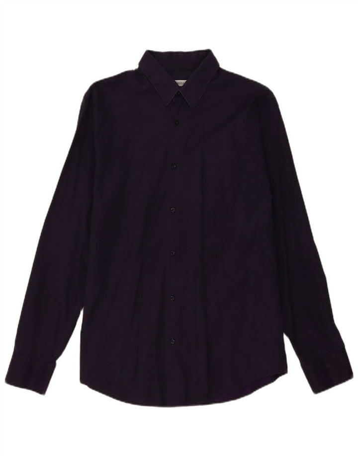 Trussardi Herrenhemd, Größe 40, mittelviolette Baumwolle