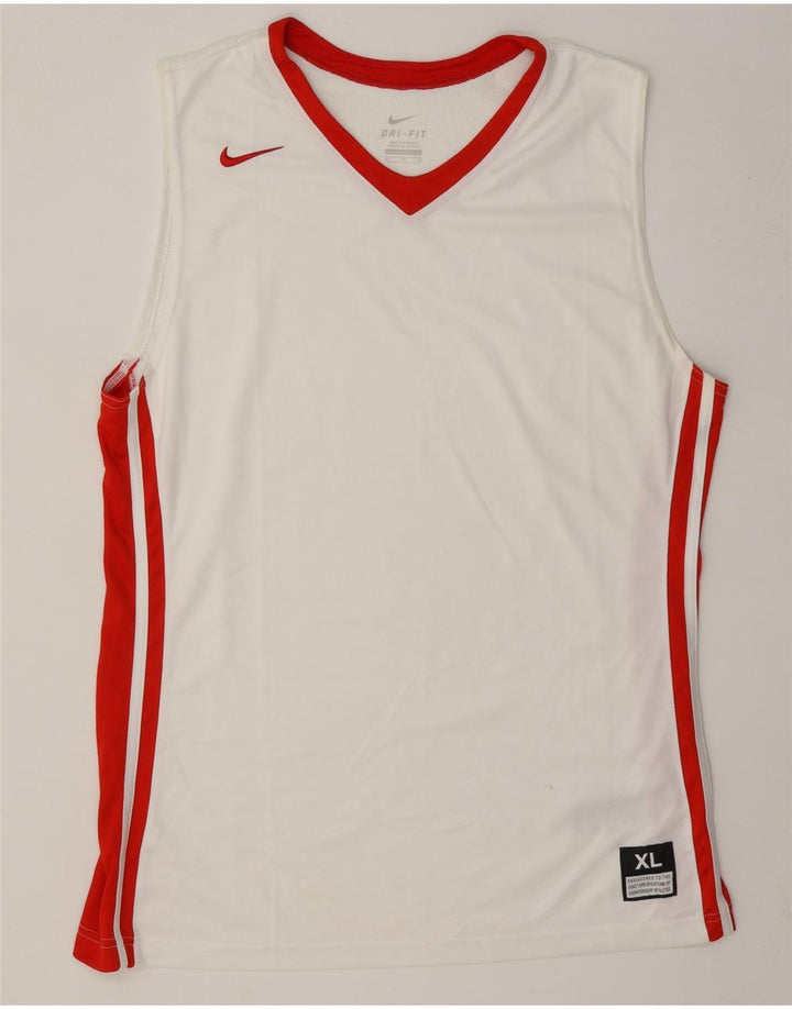 Nike Herren Dri Fit Weste Top XL Weiß Colourblock Polyester