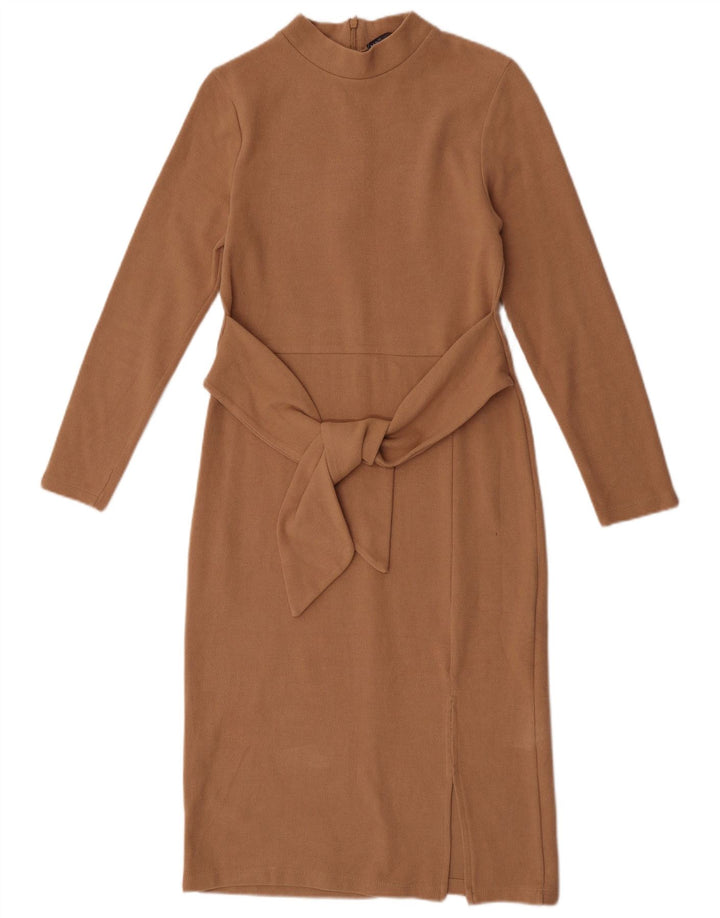 Marks & Spencer Langarm-Pulloverkleid für Damen, Gr. 8, Beige, Polyester