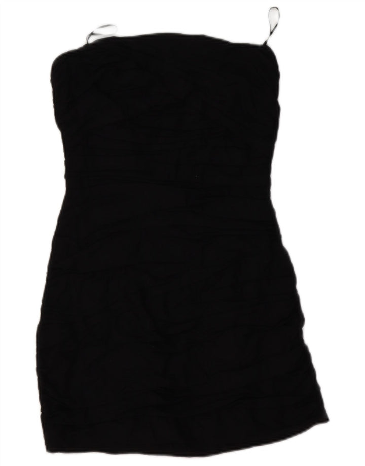 Zara Damen Mini-trägerloses Kleid, Größe S, Schwarz, Leinen