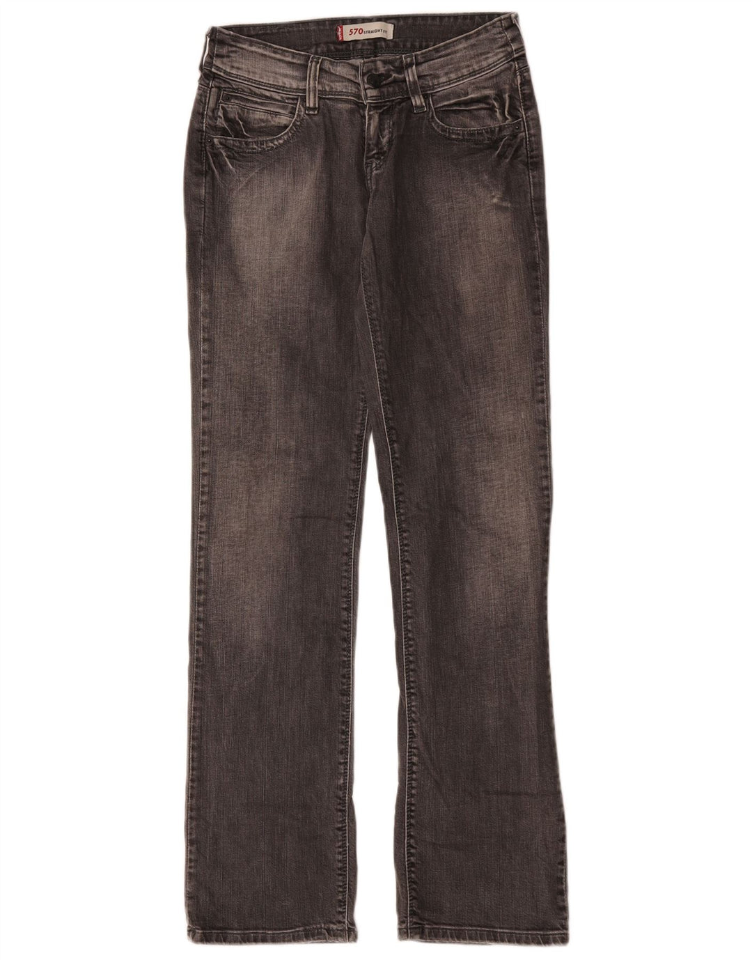 Levi's Damen 570 Straight Jeans W28 L31 Graue Baumwolle