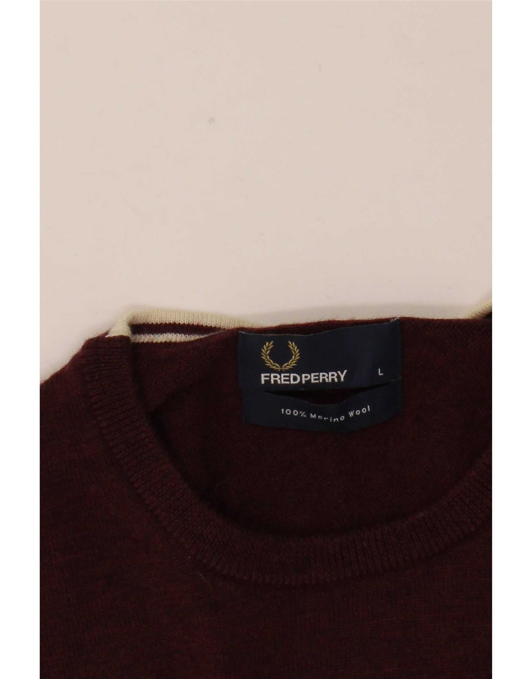 Fred Perry Herren-Pullover mit Rundhalsausschnitt, groß, burgunderrote Merinowolle