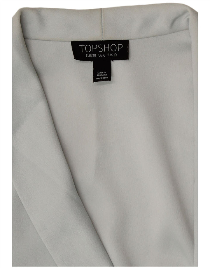 Topshop Damen Zweireiher-Blazerjacke, Größe S, UK 10, Grau, Polyester