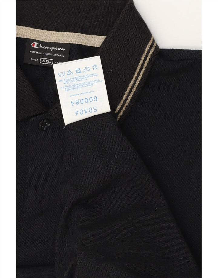 CHAMPION Herren-Poloshirt 2XL, schwarz gestreift, Baumwolle