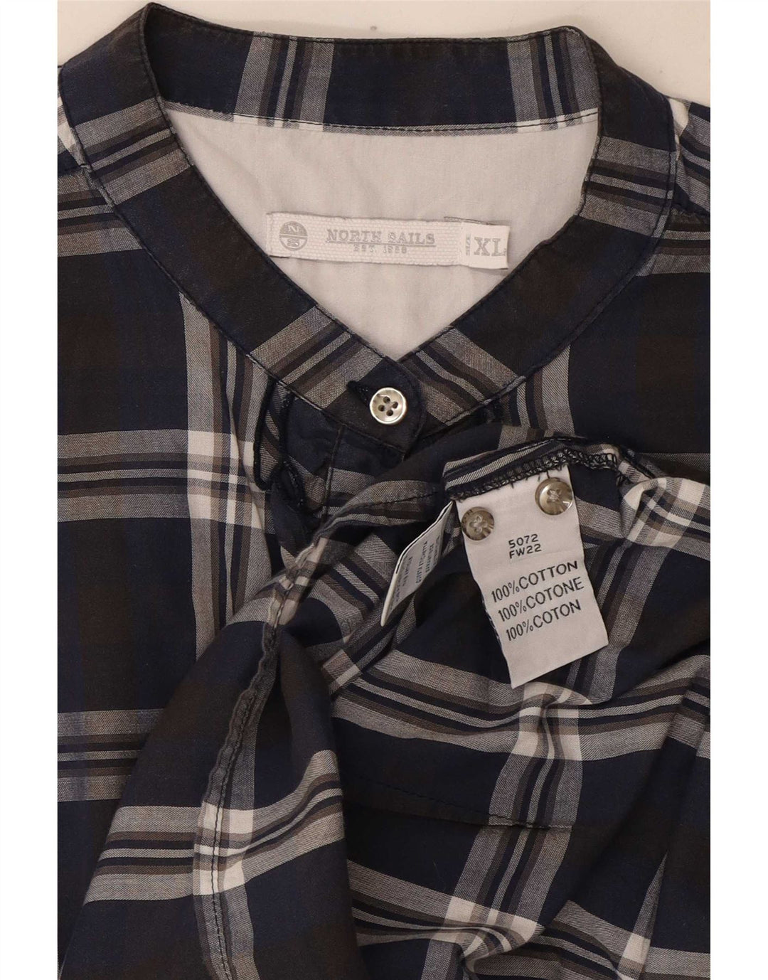 North Sails Damen-Pulloverhemd mit Rüschen vorne, UK 18, XL, Marineblau kariert