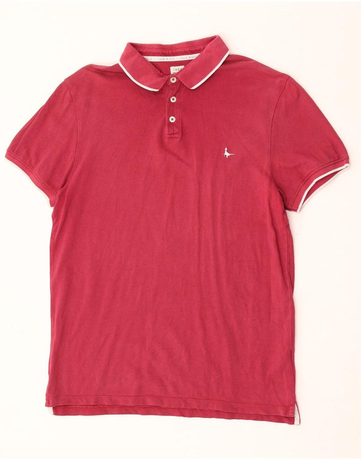Jack Wills Herren-Poloshirt, Größe L, Burgunderrot, Baumwolle