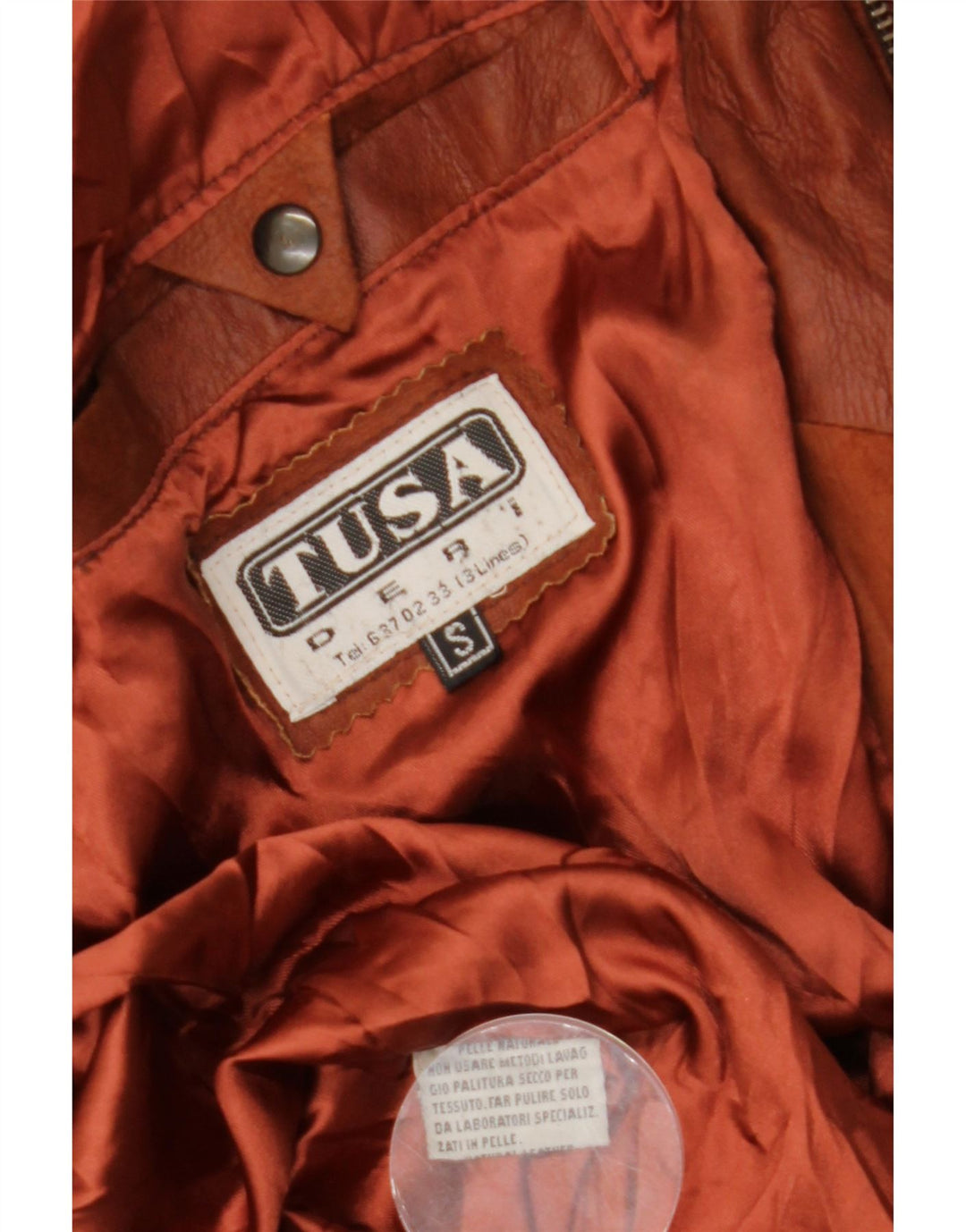 VINTAGE Mens Leather Jacket UK 36 Small Orange Leather