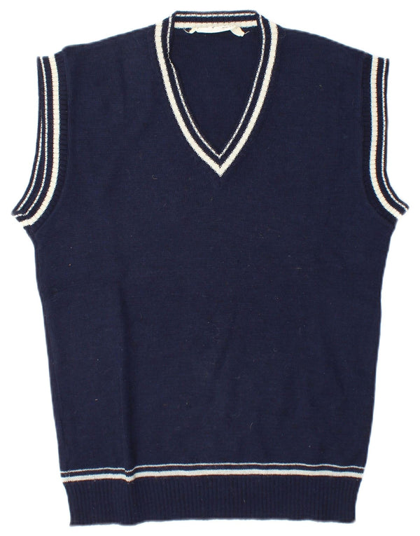 Vintage Herren Weste Tank Top Medium Marineblau