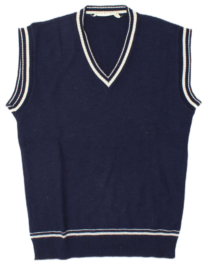 Vintage Herren Weste Tank Top Medium Marineblau