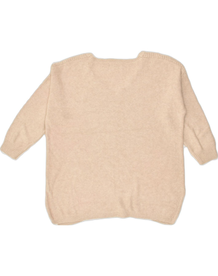 OASIS Womens 3/4 Sleeve V-Neck Jumper Sweater UK 14 Medium Beige | Vintage Oasis | Thrift | Second-Hand Oasis | Used Clothing | Messina Hembry 
