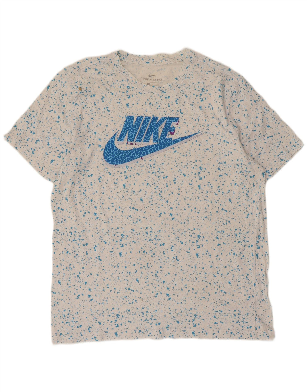 Nike Herren-T-Shirt mit Grafik, groß, weiß gesprenkelte Baumwolle