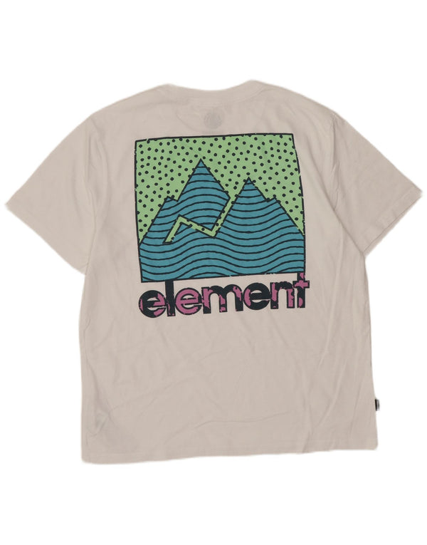 Element Herren-T-Shirt mit normaler Passform, Grafik, Größe S, weiße Baumwolle