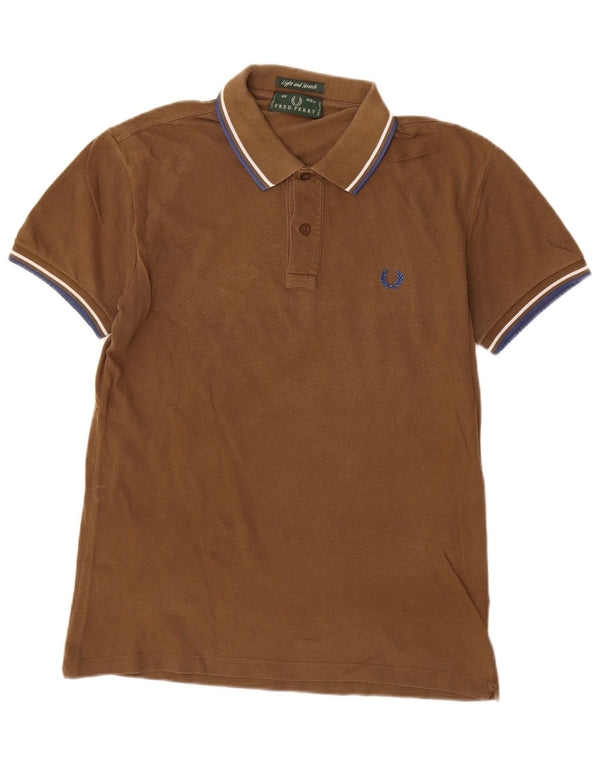 Fred Perry Mens Light and Stretch Polo Shirt Medium Brown Cotton