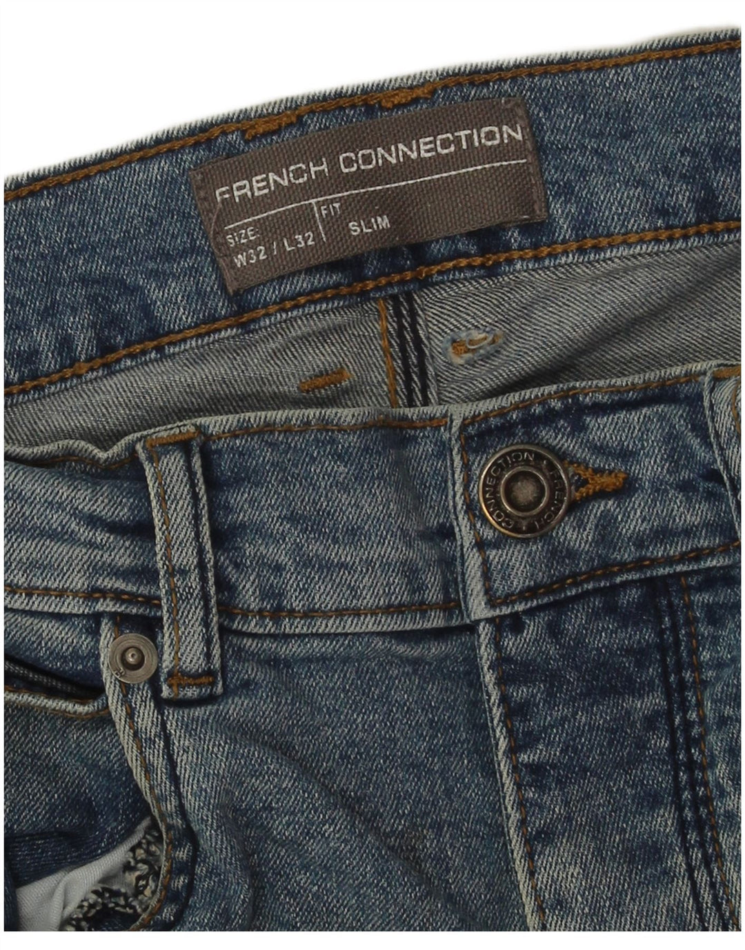 French Connection Slim-Jeans für Herren, W32, L32, blaue Baumwolle
