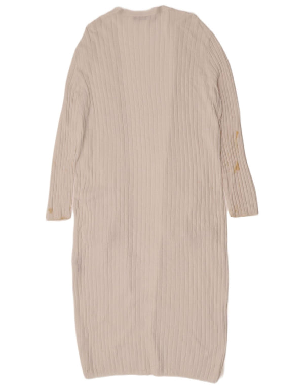 Marks & Spencer Damen Longline Open Cardigan Pullover UK 16 Large Off White