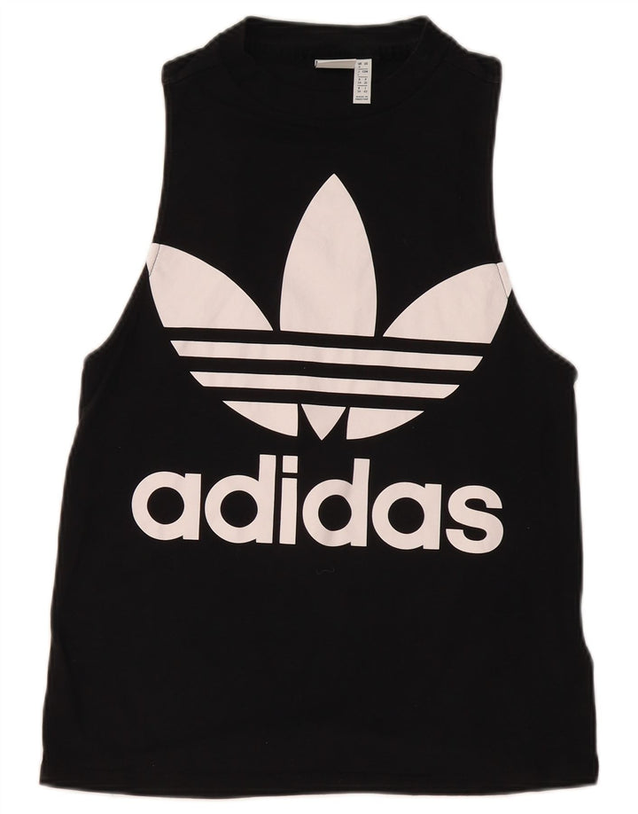 Adidas Damen Graphic Vest Top UK 8 Small Schwarz Baumwolle